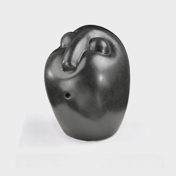 Pfeifer, Whistler Skulptur aus schwarzem Springstone vom Bildhauer Akuda Fanizani