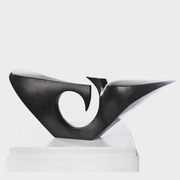 Verliebte Vögel Skulptur aus schwarzem Springstone vom Bildhauer Nesbert Mukomberanwa