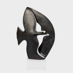 Fliegende Vogel-Skulptur aus schwarzem Springstone vom Bildhauer Remember Matafi