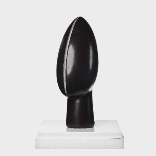 Abstrakte "The Chief" Skulptur aus schwarzem Springstone vom Bildhauer James Mhende