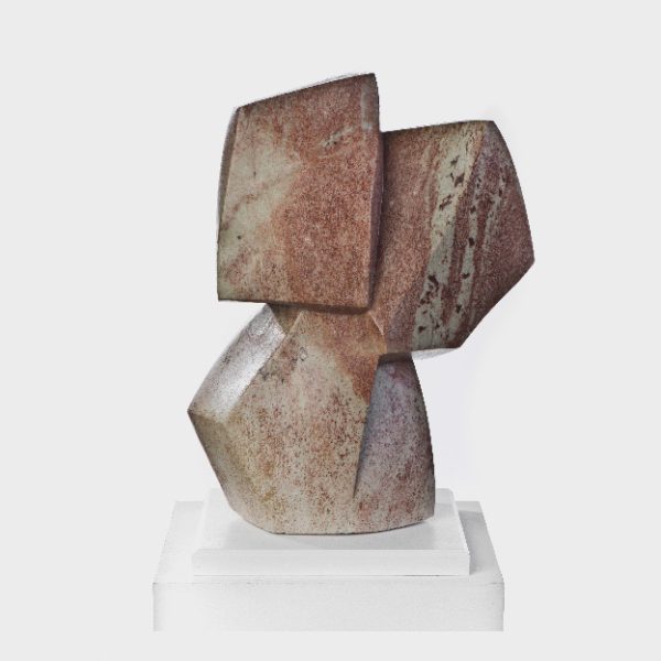 Abstrakte Liebesskulptur "Me and my wife" aus braunem Cobaltstone vom Bildhauer Onward Sango